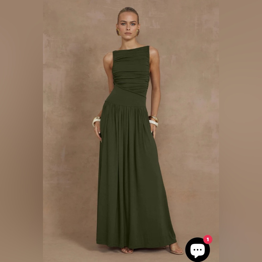 Chic Asymmetrical Olive Green Dress